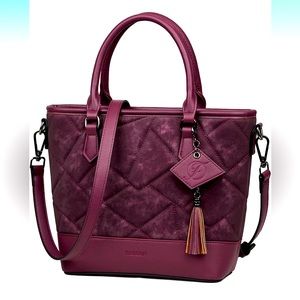New! Burgundy tote purse💜 with interchangeable strap 🌈